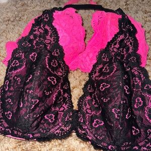 La SENZA Black and Pink Lace Bralette